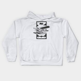seaplane in forest and lake Kids Hoodie